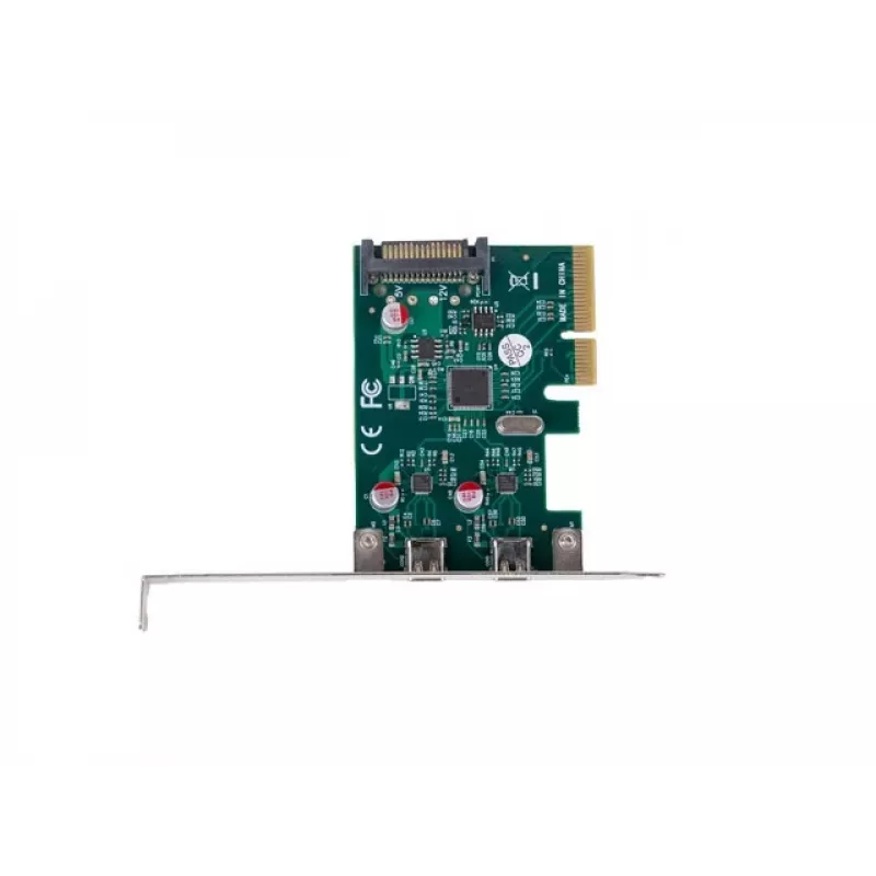 PCI EXPRESS X1 tinklo kortelė -> 2X USB-C 3.2 GEN 2X1 LED žemo profilio