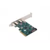 PCI EXPRESS X1 tinklo kortelė -> 2X USB-C 3.2 GEN 2X1 LED žemo profilio