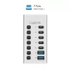 Hub USb3.2 Gen1 7 prievadų USB-A/C, įjungimo/išjungimo jungiklis