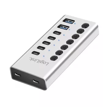Hub USb3.2 Gen1 7 prievadų USB-A/C, įjungimo/išjungimo jungiklis