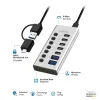 Hub USb3.2 Gen1 7 prievadų USB-A/C, įjungimo/išjungimo jungiklis