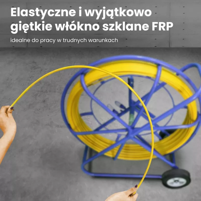 Extralink kabelių traukimo strypas Pilot 10mm 150m stiklo pluošto FRP, sk. 10mm, ilg. 150m, geltonas