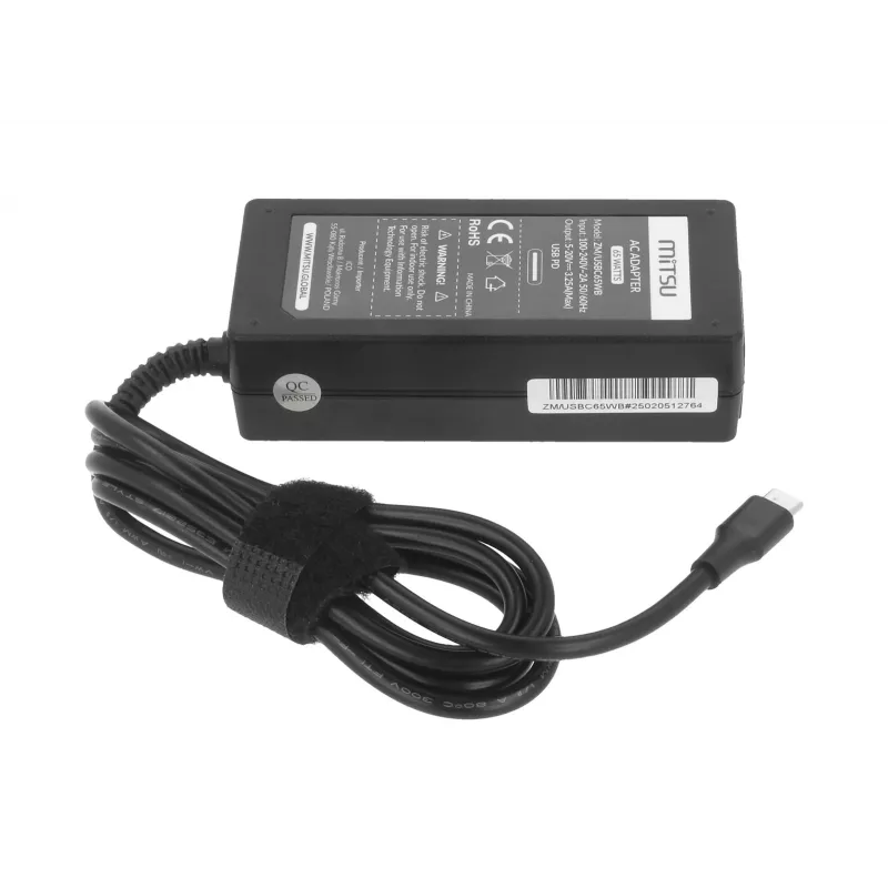 Nešiojamojo kompiuterio įkroviklis 65W USB-C 5V-9V-12V-15V-20V/3A, 20V/3.25A PD
