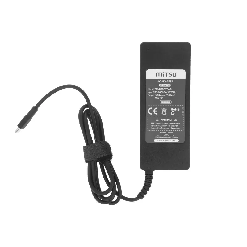 Nešiojamojo kompiuterio įkroviklio maitinimo blokas 87W USB-C 5V-9V-12V-15V/3A, 20V/3.25A, 20.2V/4.3A PD