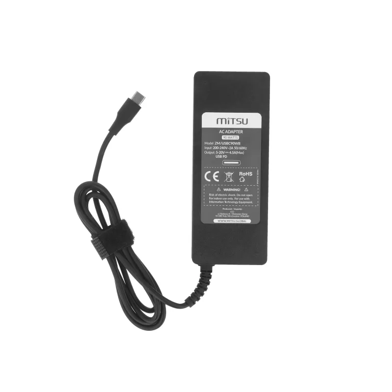 Nešiojamojo kompiuterio įkroviklis 90W USB-C 5V-9V-12V-15V/3A, 20V/4.5A PD
