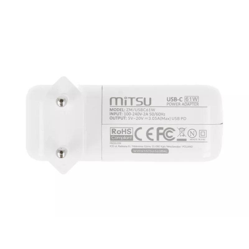 Nešiojamojo kompiuterio įkroviklis 61W USB-C 5V-9V-12V-15V-20V-20.3V/3A PD