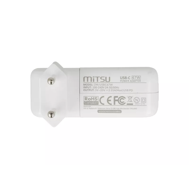 Nešiojamojo kompiuterio įkroviklio maitinimo blokas 67W USB-C 5V-9V-12V-15V/3A, 20V/3.35A PD