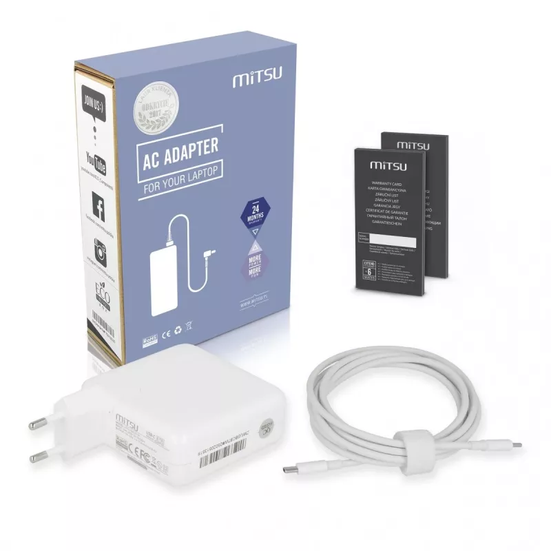 Nešiojamojo kompiuterio įkroviklio maitinimo blokas 87W USB-C 5V-9V-12V-15V/3A, 20V/3.25A, 20.2V/4.3A PD