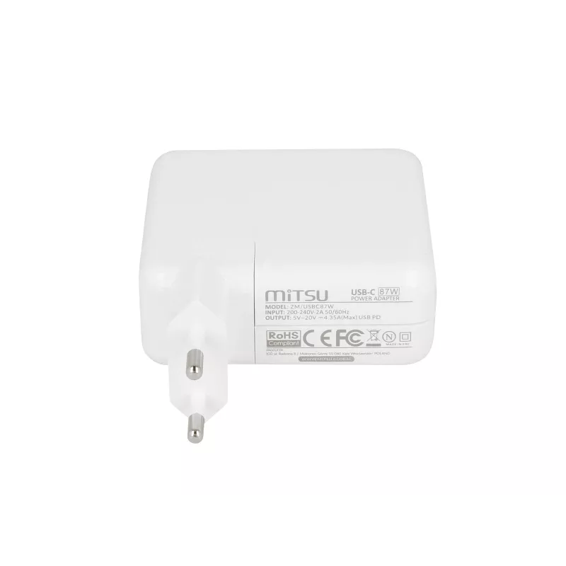 Nešiojamojo kompiuterio įkroviklio maitinimo blokas 87W USB-C 5V-9V-12V-15V/3A, 20V/3.25A, 20.2V/4.3A PD