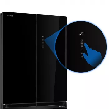 Toshiba GR-RF677WI-PGJ(22) laisvai pastatomas daugiadurinis šaldytuvas-šaldiklis, Total No Frost, energijos klasė E, 35 dB, juodas