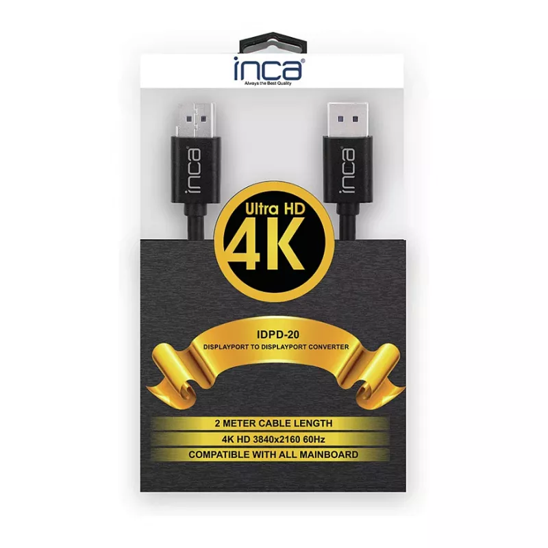 INCA DisplayPort kabelis IDPD-20 DP > DP; 4K60Hz; 2.0m mažmeninis