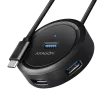 AXAGON HUE-P1C 4x USB 3.2 Gen 1 apvalus šakotuvas 30 cm USB-A laidas - Laidas - Skaitmeninis/Duomenų