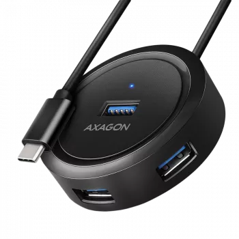 AXAGON HUE-P1C 4x USB 3.2 Gen 1 apvalus šakotuvas 30 cm USB-A laidas - Laidas - Skaitmeninis/Duomenų