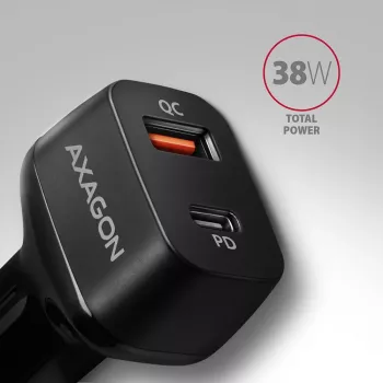 AXAGON PWC-PQ38 38W automobilinis pakrovėjas 2 prievadai USB-A+C