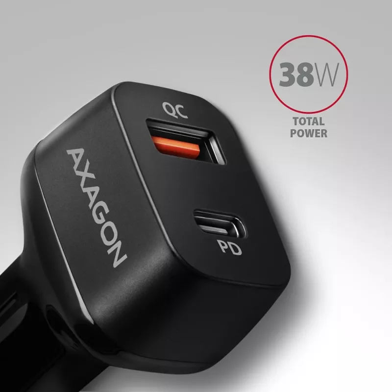 AXAGON PWC-PQ38 38W automobilinis pakrovėjas 2 prievadai USB-A+C