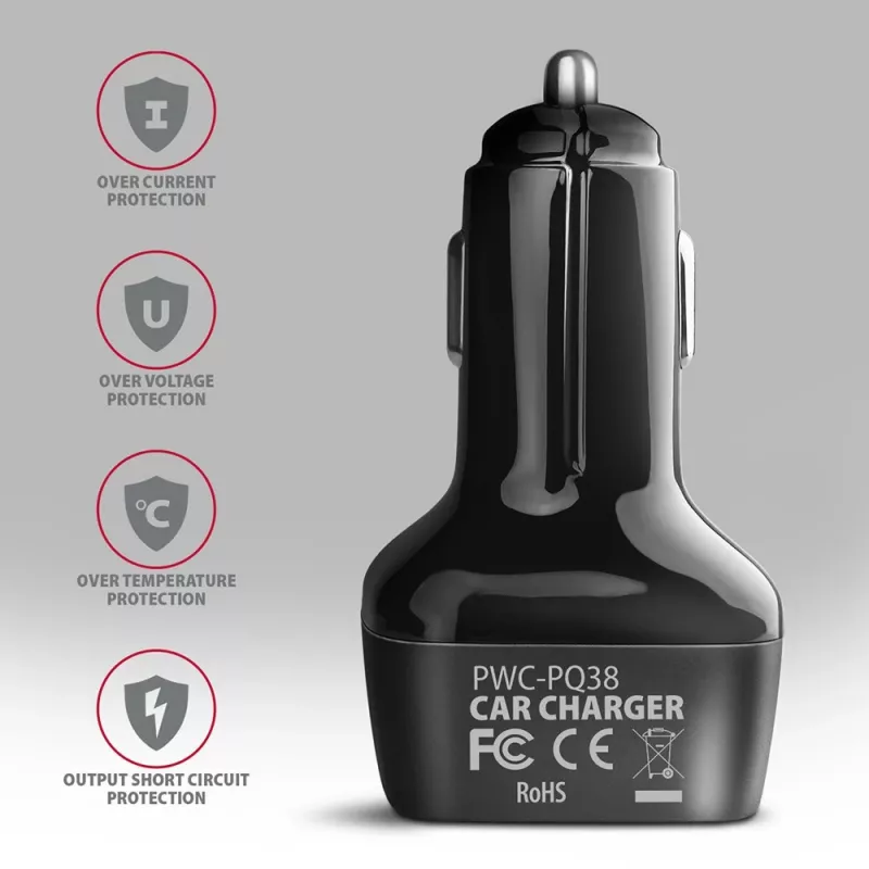 AXAGON PWC-PQ38 38W automobilinis pakrovėjas 2 prievadai USB-A+C
