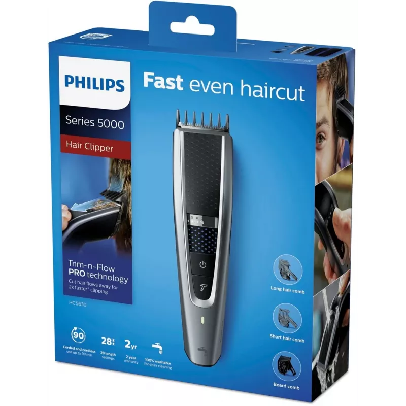 Philips HC5630/15 Hairclipper Series 5000, juoda/sidabrinė
