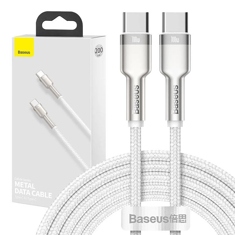 USB-C į USB-C laidas Baseus Cafule, 100 W, 2 m (baltas)