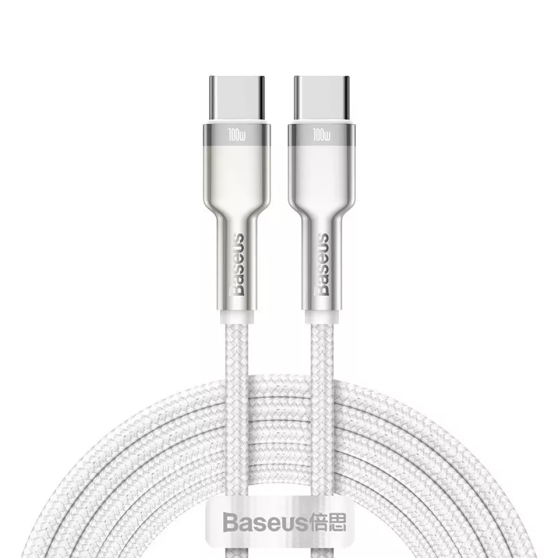 USB-C į USB-C laidas Baseus Cafule, 100 W, 2 m (baltas)