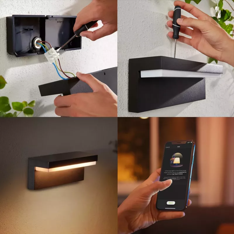 Philips Hue Nyro balta ir vėsi aplinkos sieninė lempa 1000 lm juoda