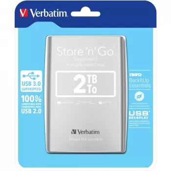 Verbatim Store 'n' Go USB 3.0 Portable Hard Drive 2TB Sidabrinė