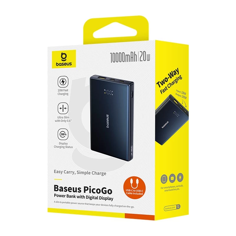 Baseus P10076801123-00 ličio jonų polimero išorinė baterija 10000 mAh juoda