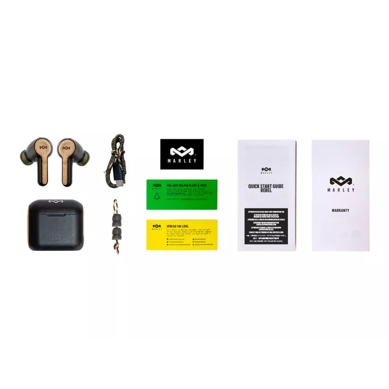Marley Rebel True Earbuds įmontuotas mikrofonas, į ausis įdedamos, belaidės, Signature Juoda