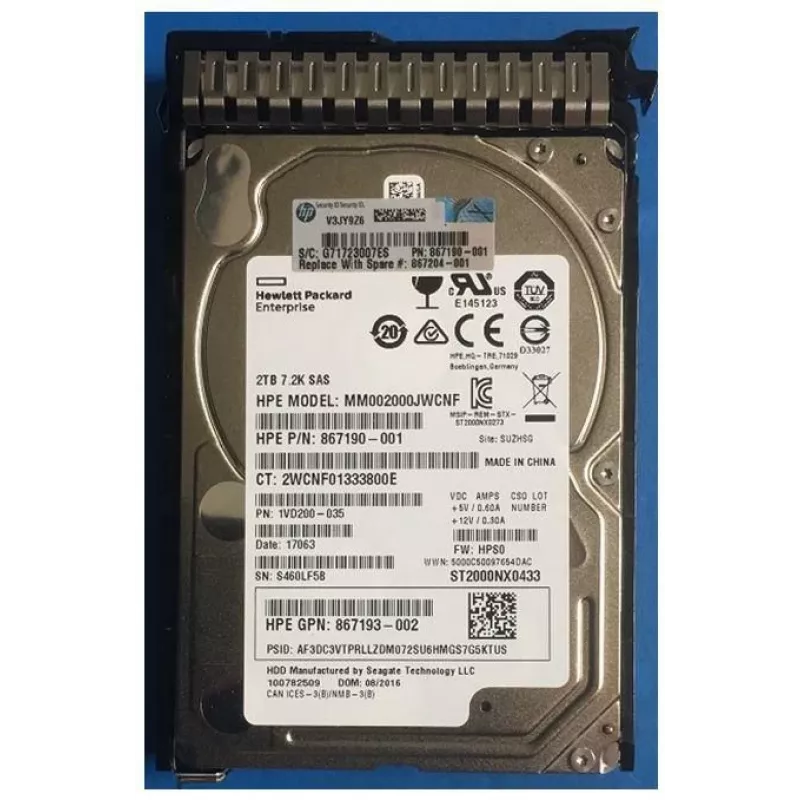 Hpe SPS-DRV HDD 2TB 12G 7.2K Sff Sas SC (867204-001)