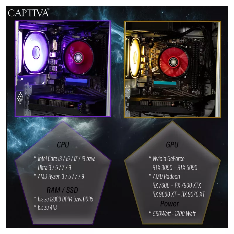 Captiva Advanced Gaming R98-206 Stacionarus kompiuteris AMD Ryzen 7 5700X, 32GB RAM, 1TB M.2 SSD, Nvidia GeForce RTX 5060, Wi-Fi 6, Windows 11 (98206)