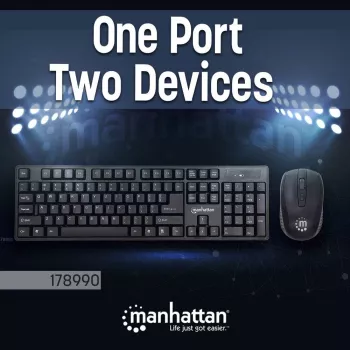 Manhattan 178990 belaidės klaviatūros ir pelės rinkinys, juodas