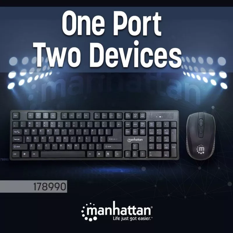 Manhattan 178990 belaidės klaviatūros ir pelės rinkinys, juodas