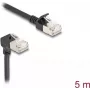 Delock RJ45 tinklo kabelis Cat.6A S/FTP plonas 90° viršuje kampinis / tiesus 5 m juodas (80290)