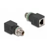 Delock M12 adapteris X koduotas 8 kontaktų kištukas į RJ45 lizdą tiesus