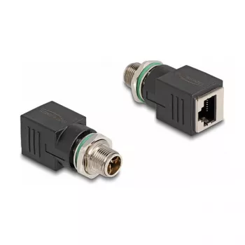 Delock M12 adapteris X koduotas 8 kontaktų kištukas į RJ45 lizdą tiesus