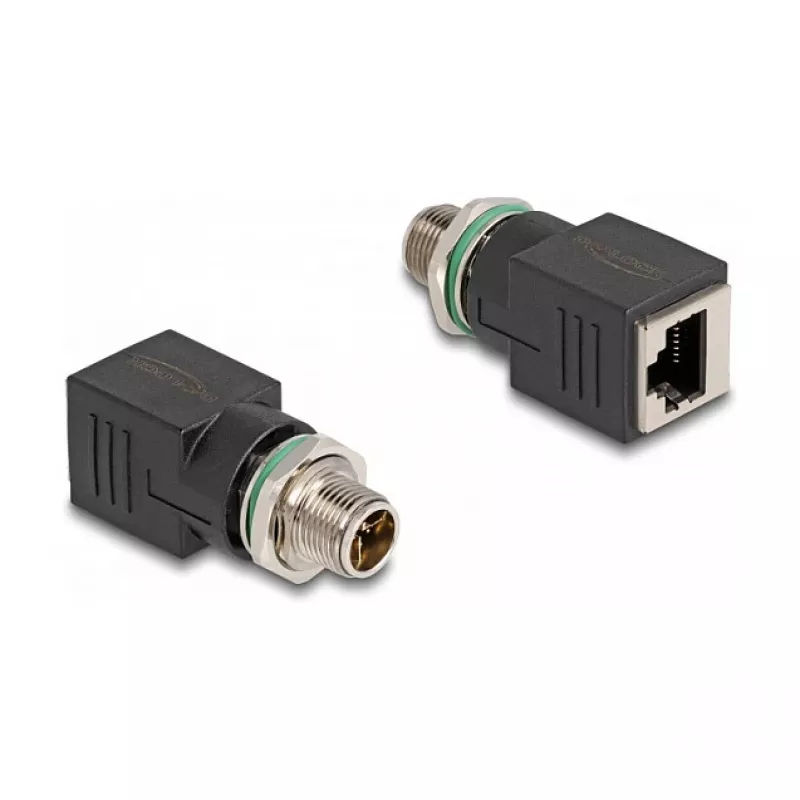 Delock M12 adapteris X koduotas 8 kontaktų kištukas į RJ45 lizdą tiesus