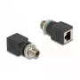 Delock M12 adapteris X koduotas 8 kontaktų kištukas į RJ45 lizdą tiesus
