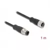 Delock M12 laidas D koduotas 4 kontaktų kištukas į lizdą PVC 1 m