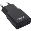InLine® USB-C įkroviklis, 30W, GaN, dvigubas USB-C, PD/PPS, juodas Cookie/juodas (31590)