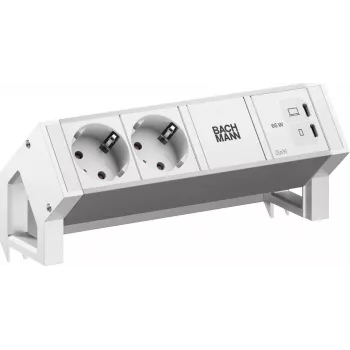 BACHMANN DESK2 ALU WHITE 2xCEE7/3, 1xUSB C/C 65W L=0,2m RAL9010 (BM0022043)