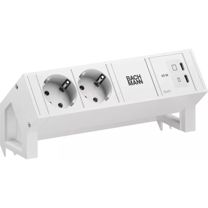 BACHMANN DESK2 PURE WHITE 2xCEE7/3, 1xUSB C/C 45W L=0,2m RAL9010 (BM0022039)