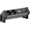 BACHMANN DESK2 ALU Juoda 2xCEE7/3, 1xUSB C/C 65W L=0,2m (BM0022046)