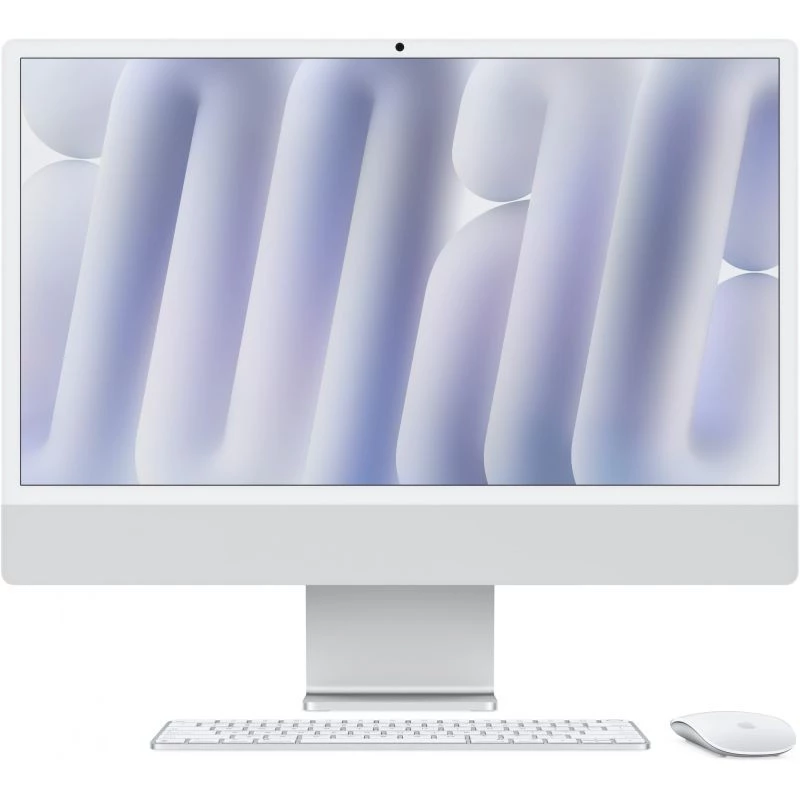 iMac Z1E2 59,62 cm 23.5 colių standartinis stiklas M4 8C CPU/8C GPU/16C N.E. 16 GB 256 GB SSD Gbit Eth MM MaKey DE sidabrinis