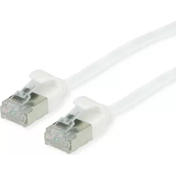 ROLINE Green - Patch-Cable - RJ-45 (M) to RJ-45 (M) - 30 cm - U/FTP - CAT 6a - Halogen-Free, Moulded, Snagless, Stranded - White (21.44.1699)