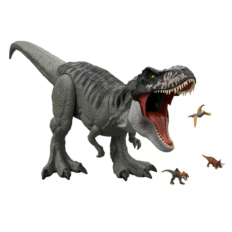 Jurassic World Rebirth Super Colossal Tyrannosaurus Rex veiksmo figūrėlė, T-Rex dinozaurų filmo žaislas