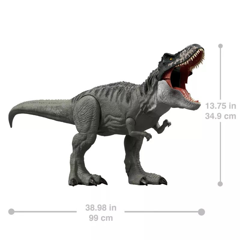 Jurassic World Rebirth Super Colossal Tyrannosaurus Rex veiksmo figūrėlė, T-Rex dinozaurų filmo žaislas
