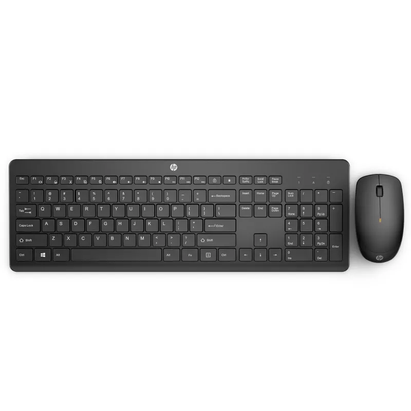 HP 230 belaidžių pelės ir klaviatūros rinkinys, pilno dydžio, belaidis, RF belaidis, membraninė, juoda, pelė įtraukta