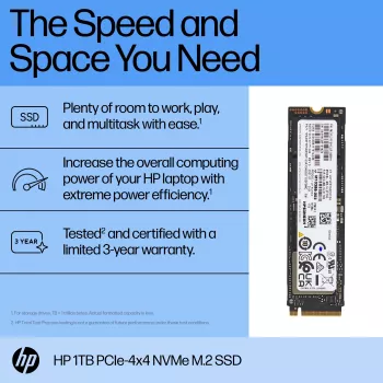 HP 1 TB PCIe-4x4 NVMe kietojo kūno diskas, 1 TB, M.2