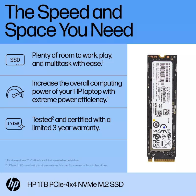 HP 1 TB PCIe-4x4 NVMe kietojo kūno diskas, 1 TB, M.2