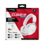 HyperX Cloud III S - belaidės žaidimų ausinės (baltos), belaidės, 20–20000 Hz, žaidimams, 340 g, ausinės, baltos