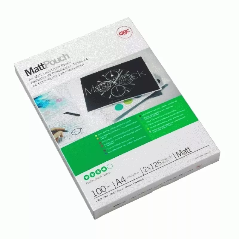 GBC Laminavimo plėvelė A4 Matinė 100 Mikronų, Matinė, A4, 216 mm, 0,2 mm, 303 mm, 100 vnt.
